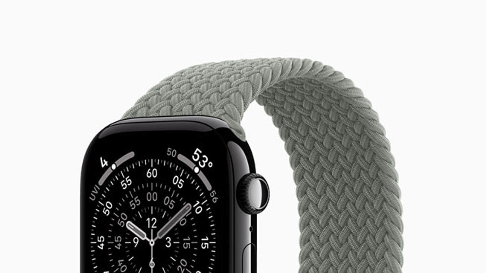 Official Apple photograph of Apple Watch Series 11 in jet black aluminum.