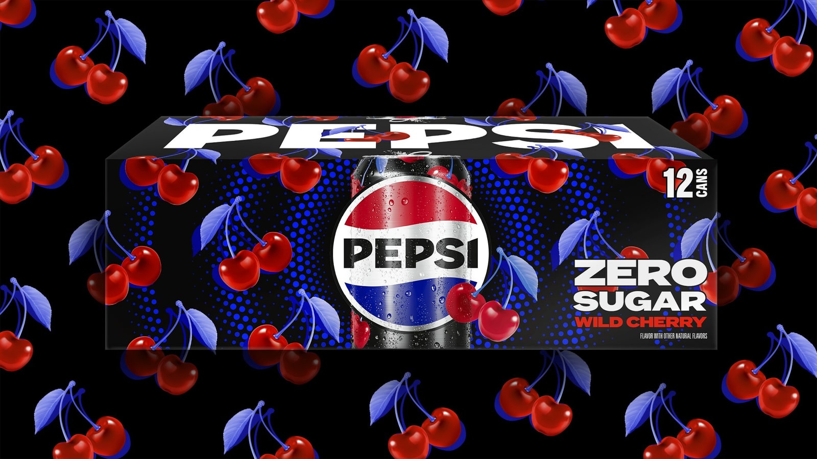 Official Pepsi Wild Cherry multipack with the 2023 identity.