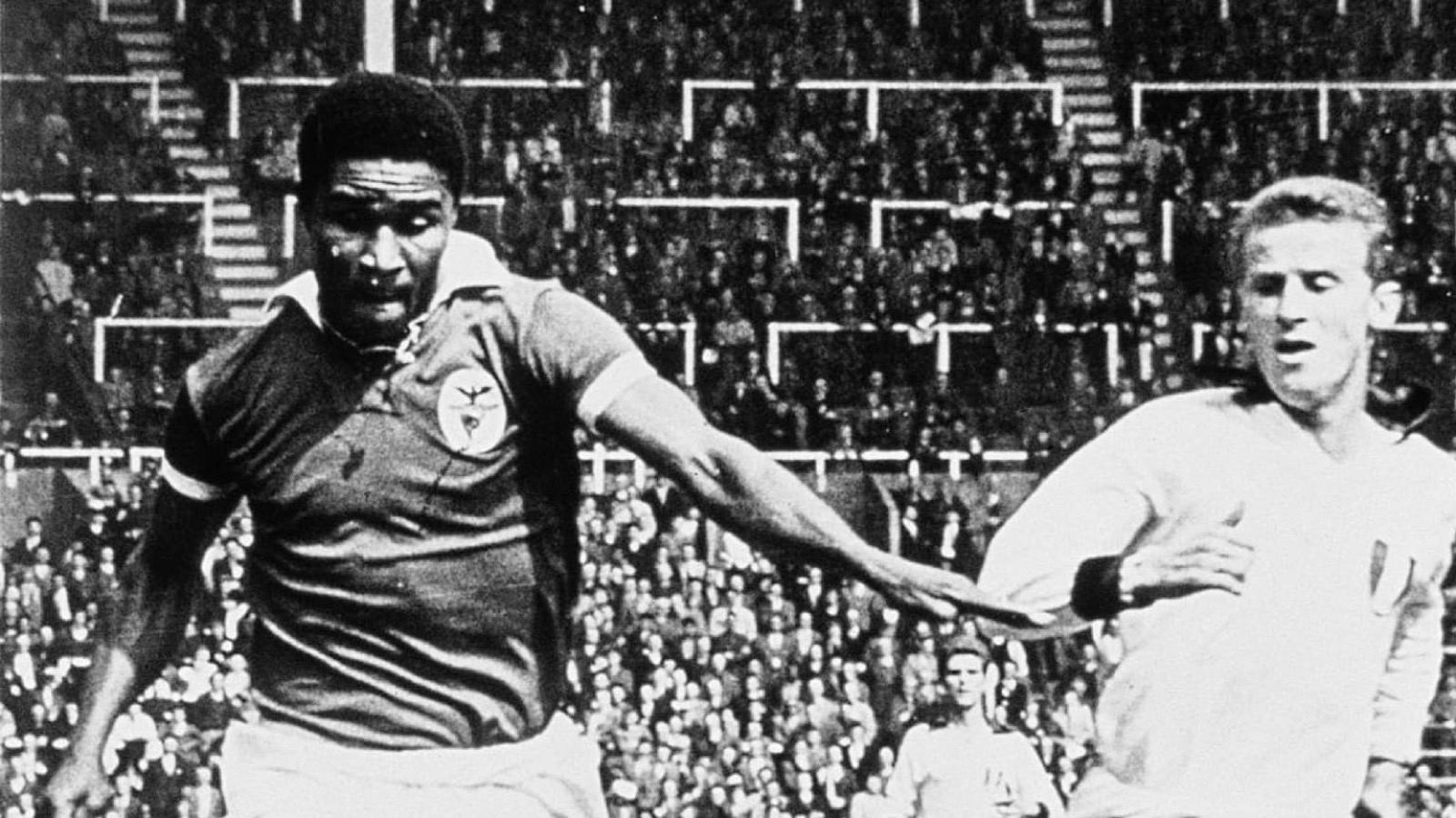Eusebio in Puma football boots from Puma's official history timeline.