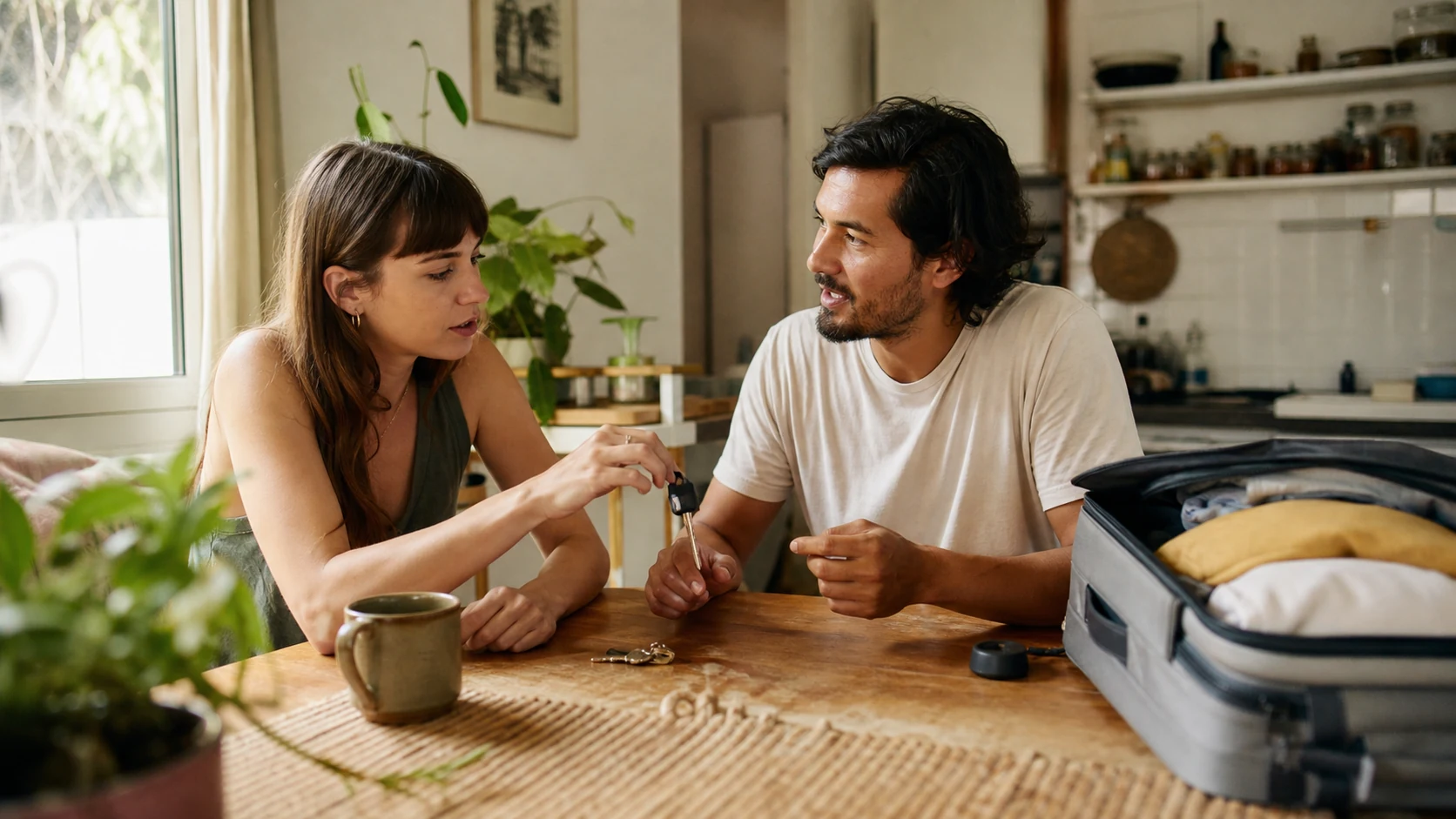 Guest and host resolving a key issue together after arrival.