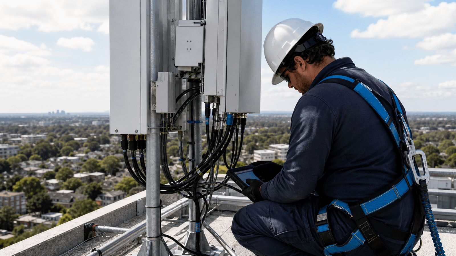 Person using a mobile connection in a city without visible branding.