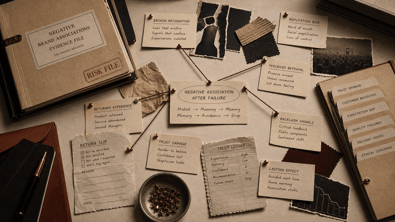 Archive table with negative association files, failure evidence, repair proof, and public memory cards.