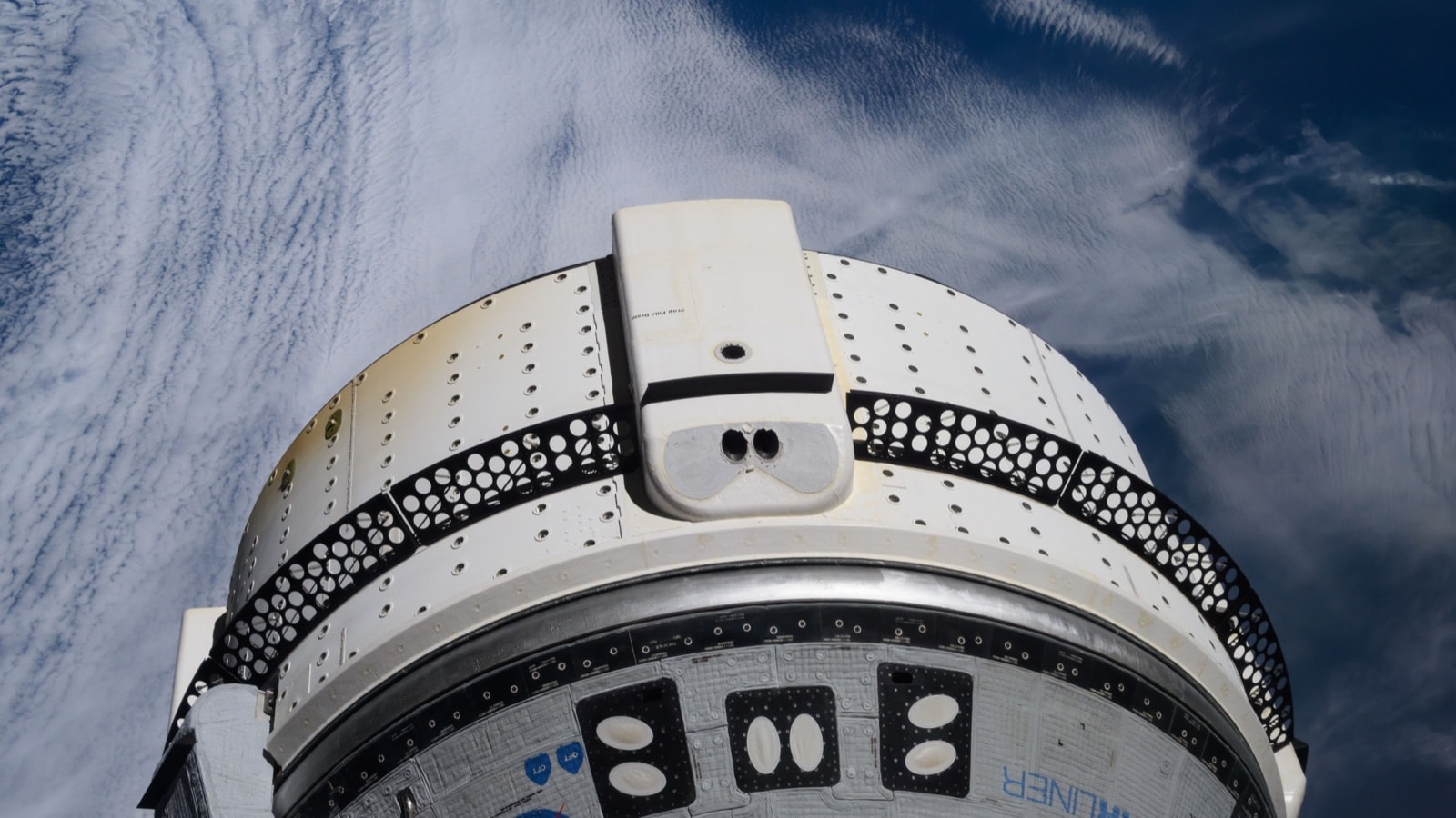Boeing Starliner spacecraft docked to the International Space Station.