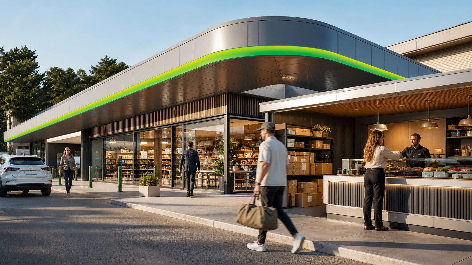 A modern convenience and mobility retail environment.
