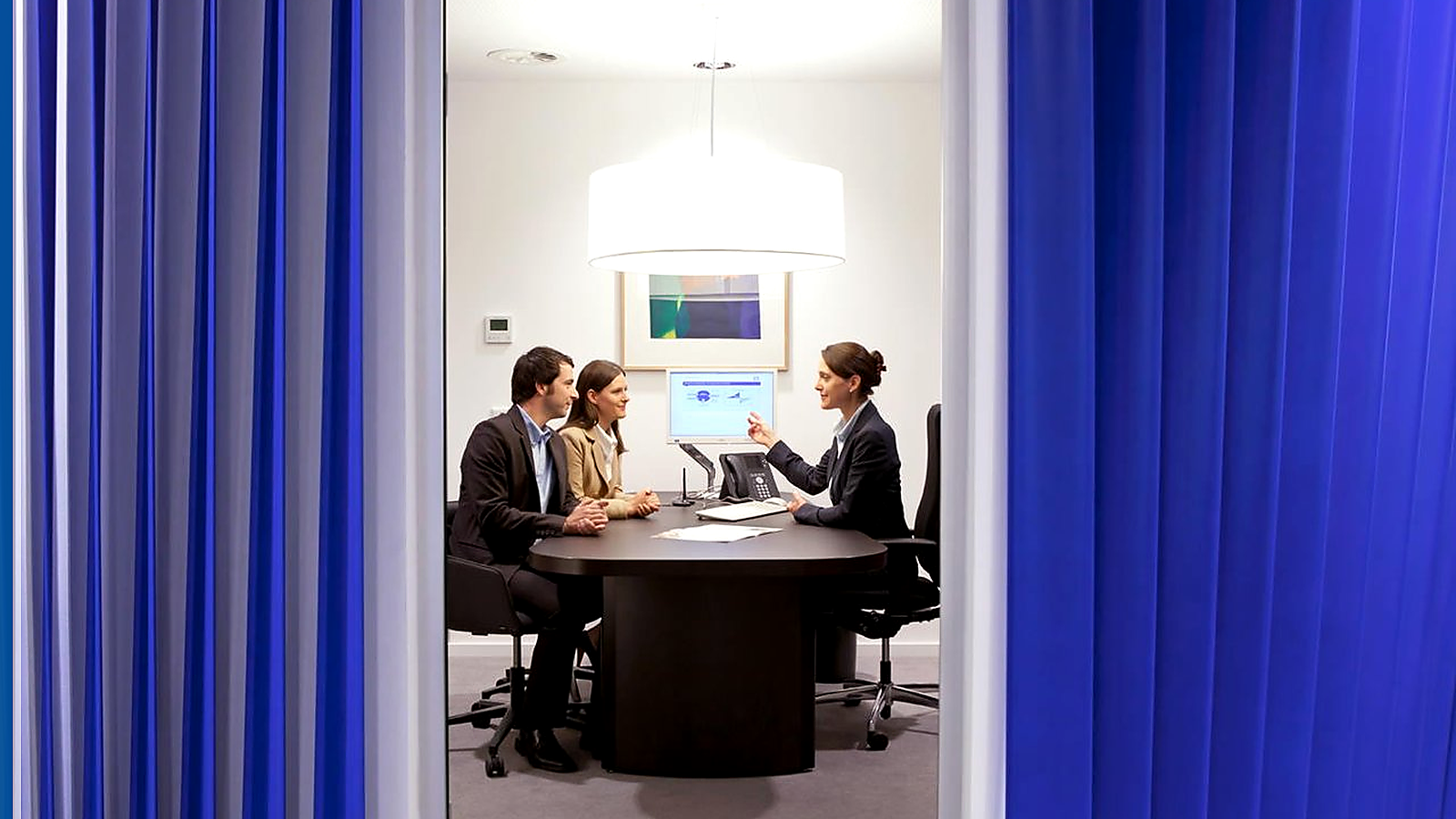Deutsche Bank branch and customer proof scene.