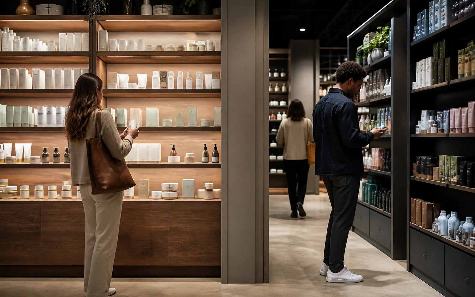 Buyers navigating a unified masterbrand bay and a separate specialist portfolio in adjacent retail areas.