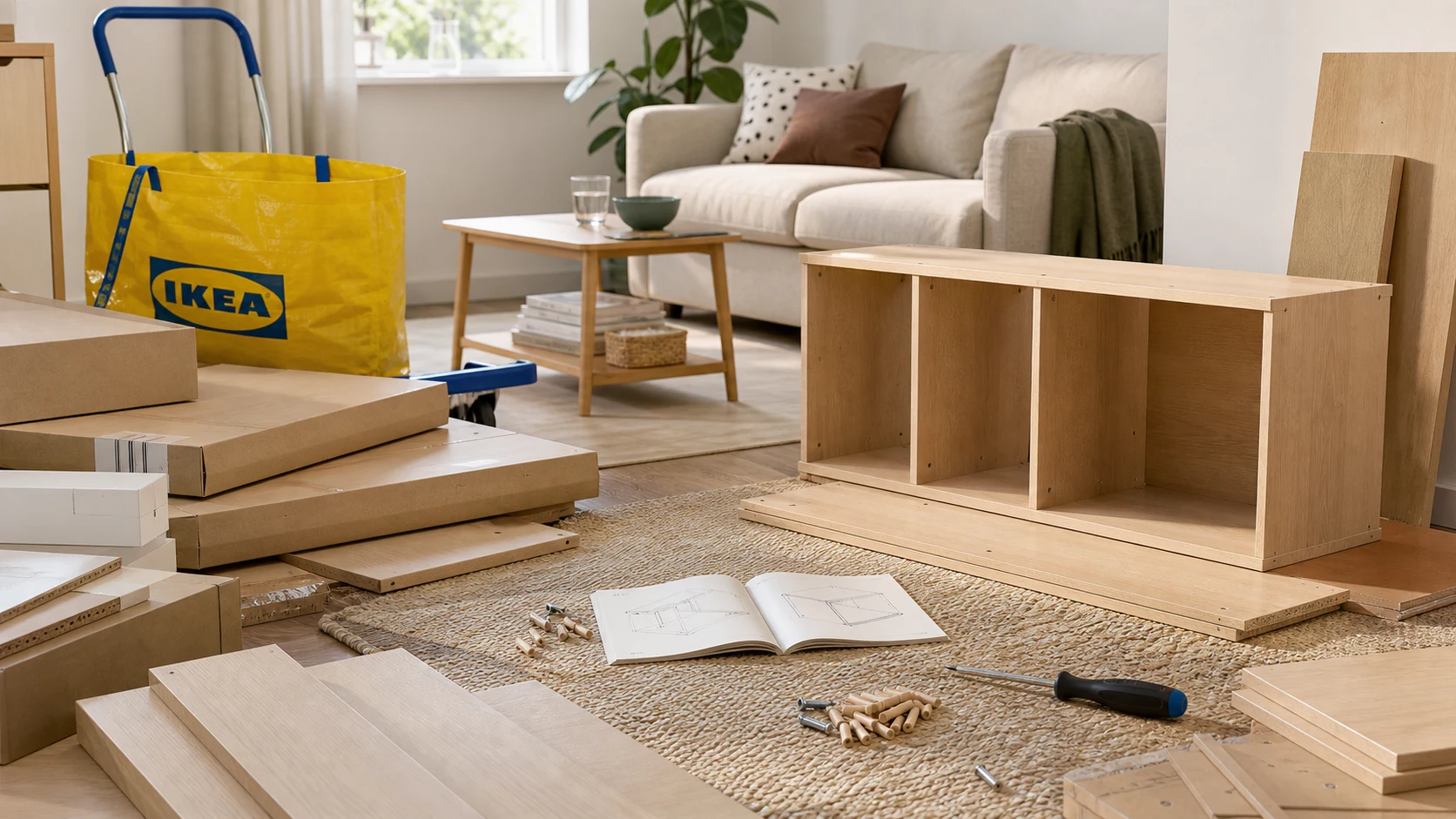 Flat-pack furniture surface showing how operating choices become buyer-facing brand proof.