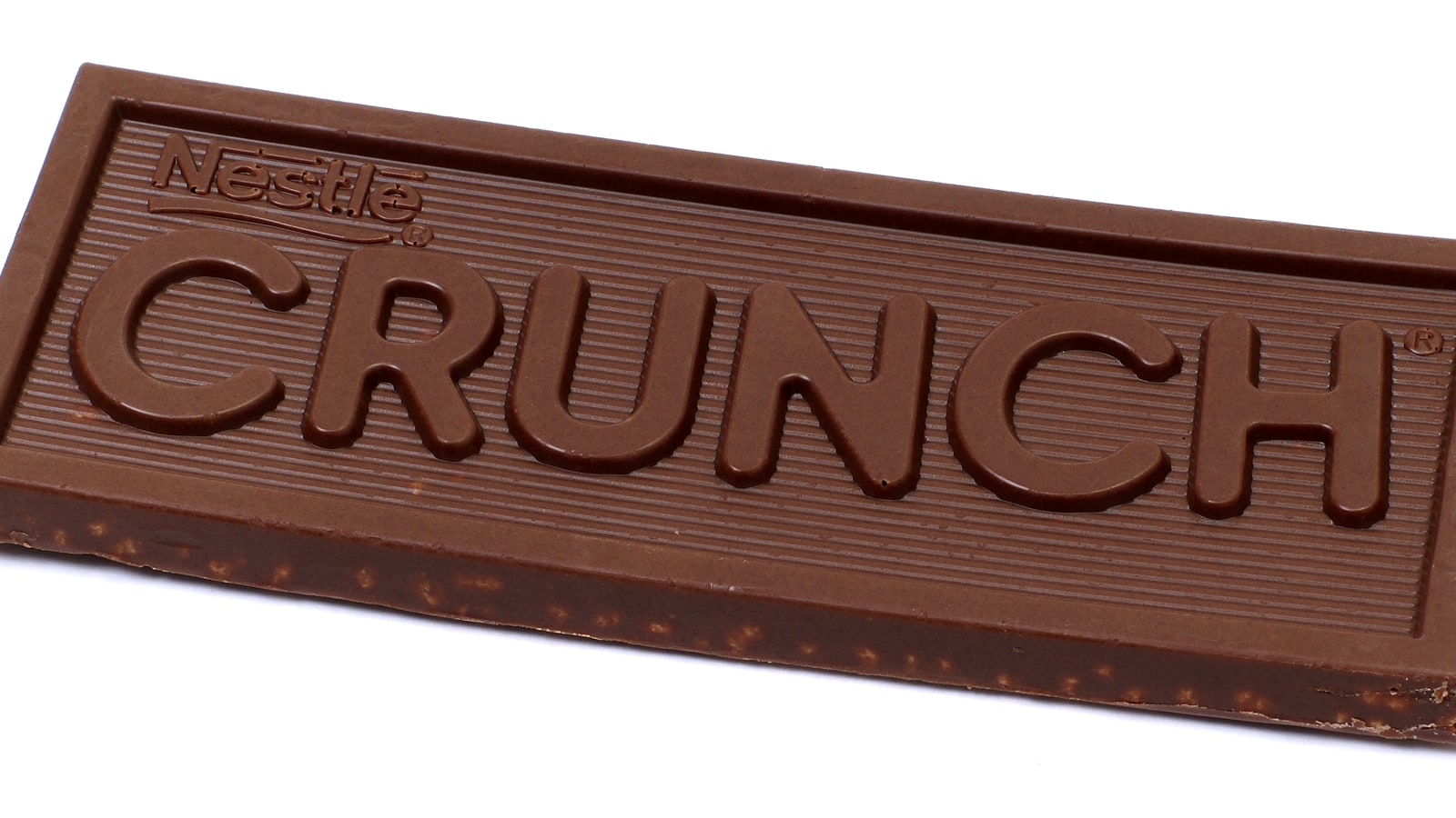 Nestle Crunch chocolate bar close-up.