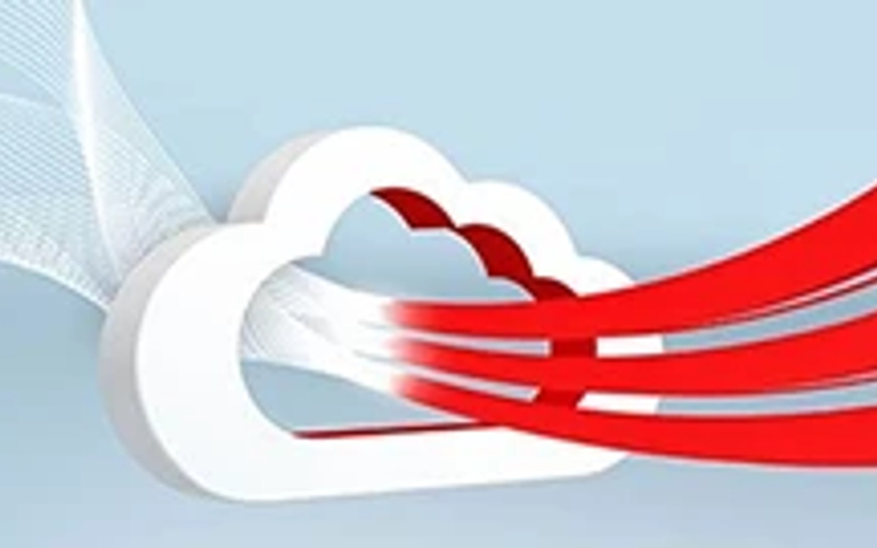 Official Oracle cloud infrastructure image with cloud and red data ribbons.