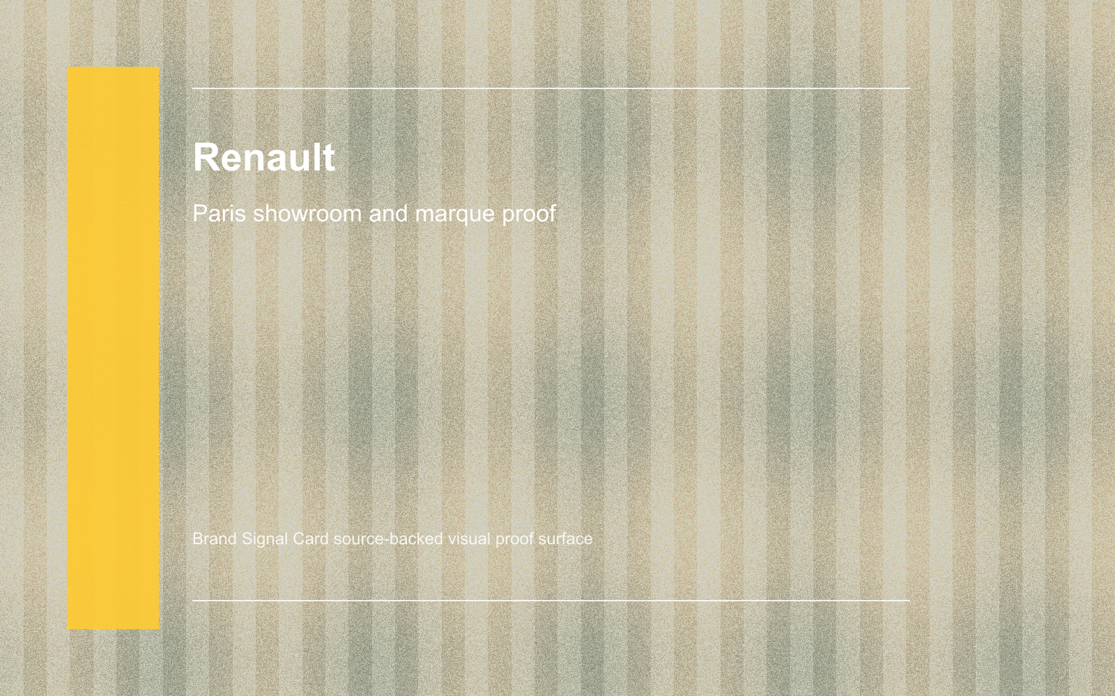 Renault real-world brand system proof scene.