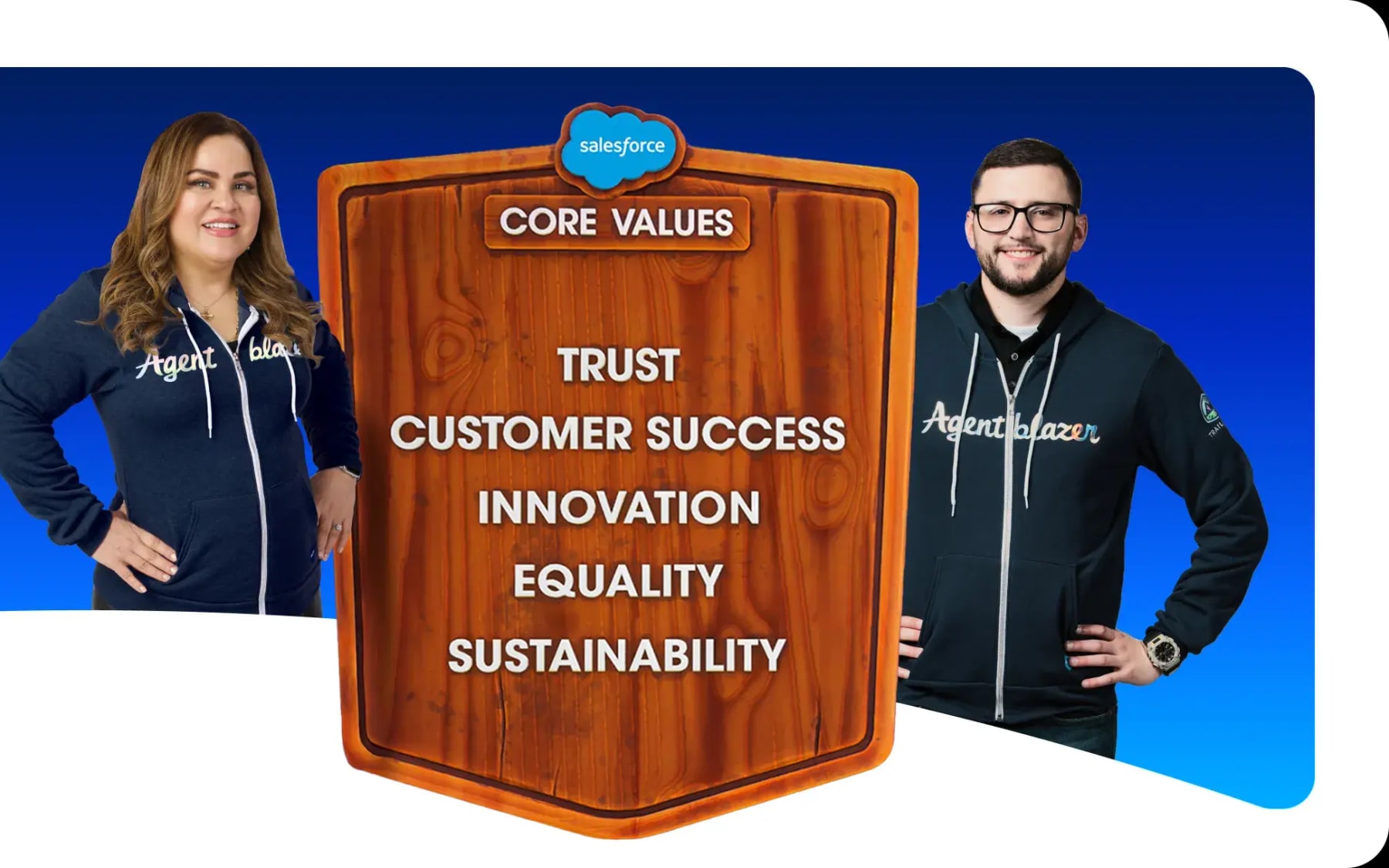 Official Salesforce core values visual showing trust and company values.