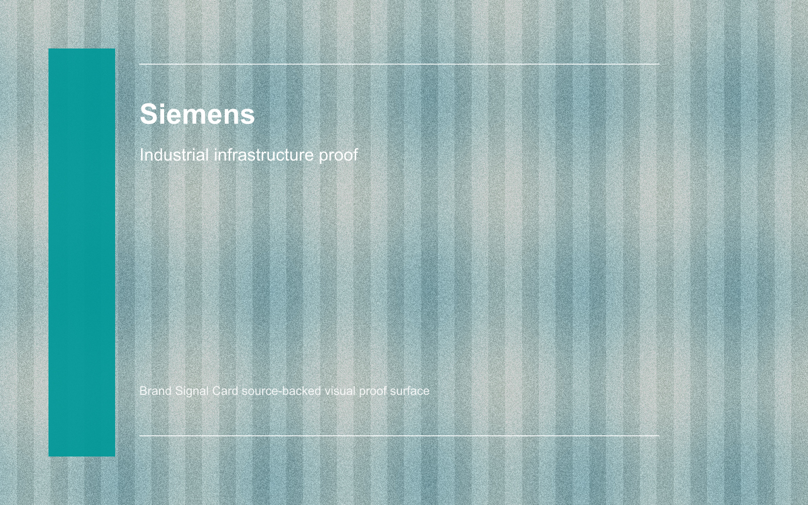 Siemens real-world brand system proof scene.