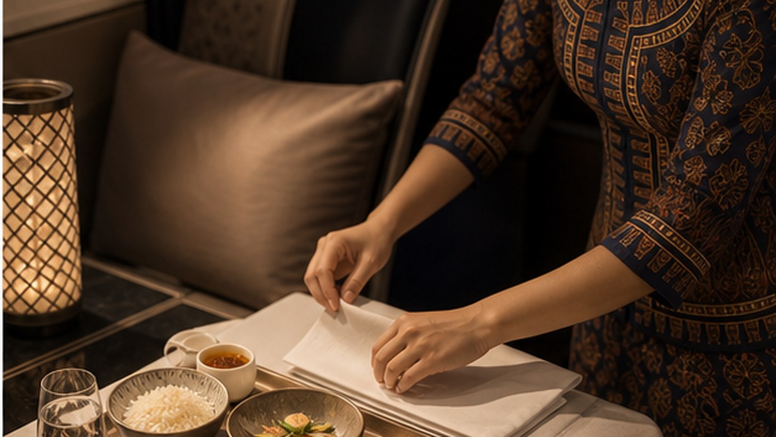 Singapore Airlines generated non-logo brand visual: Service preparation makes quality visible.