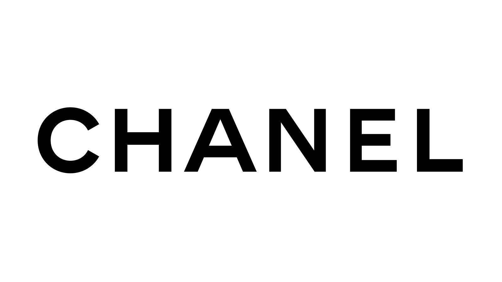 Official black CHANEL wordmark on white.