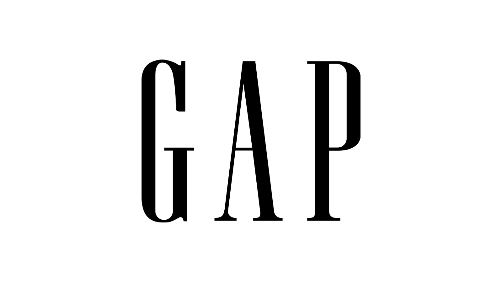 Current black Gap wordmark used on Gap's official storefront.