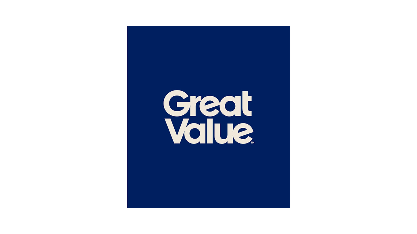 Great Value 2026 navy wordmark from Walmart's official before-and-after redesign asset.