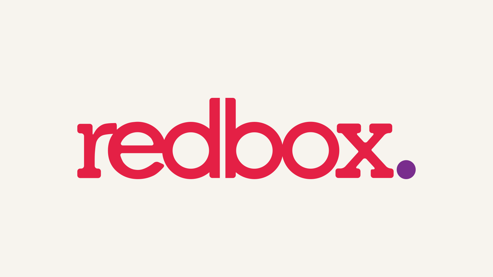 Final Redbox wordmark with red lettering and purple period on a normalized warm-white canvas.