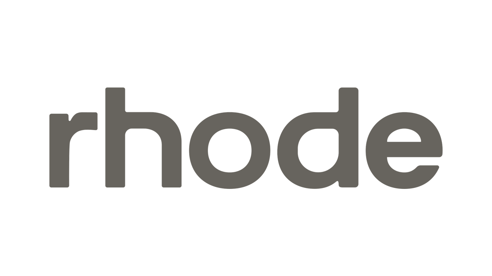 Official lower-case rhode wordmark, unchanged from the brand website.