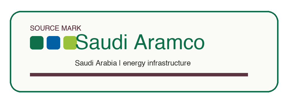 Saudi Aramco editorial wordmark treatment