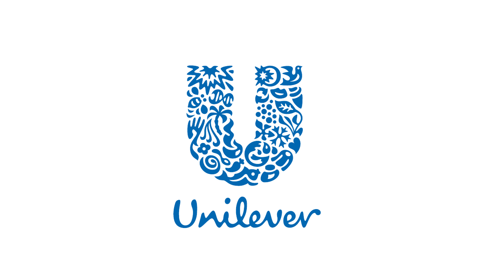 Current blue Unilever U and wordmark centered on a fixed canvas.