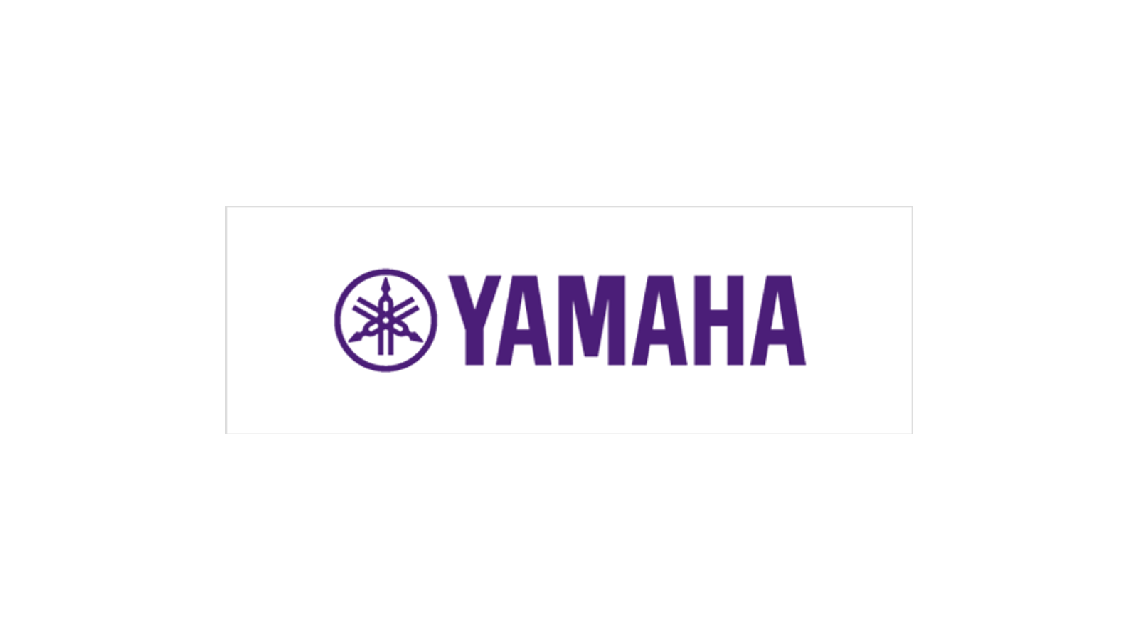 Yamaha Corporation violet tuning-fork and wordmark lockup on white.