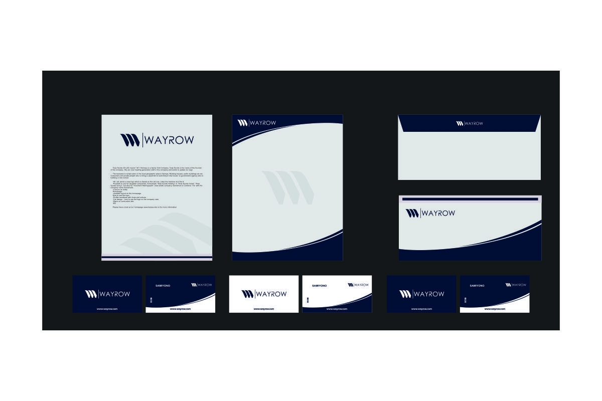 Original Wayrow identity presentation sheet