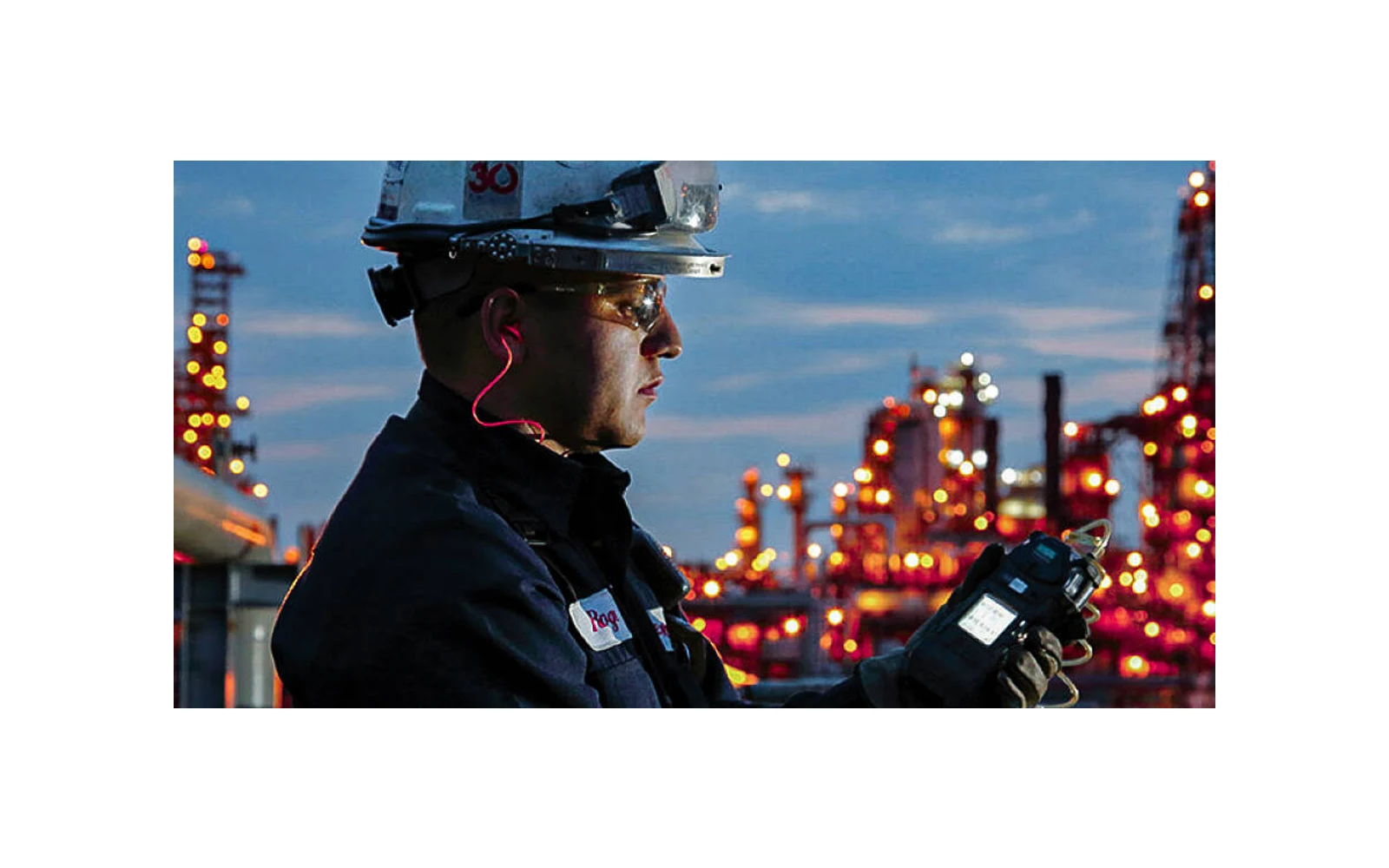 ExxonMobil employee at an industrial plant