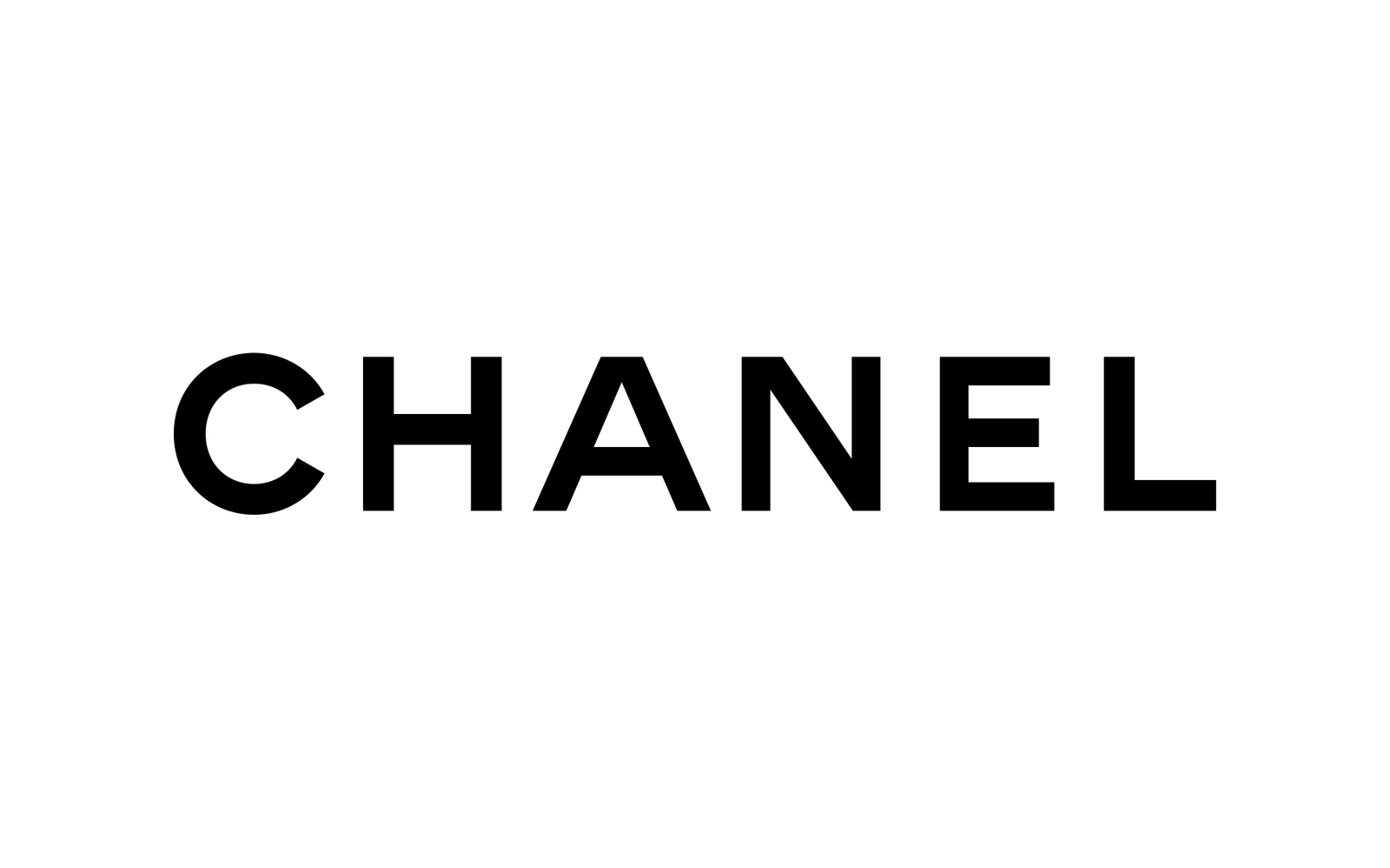 Official black CHANEL wordmark on white.