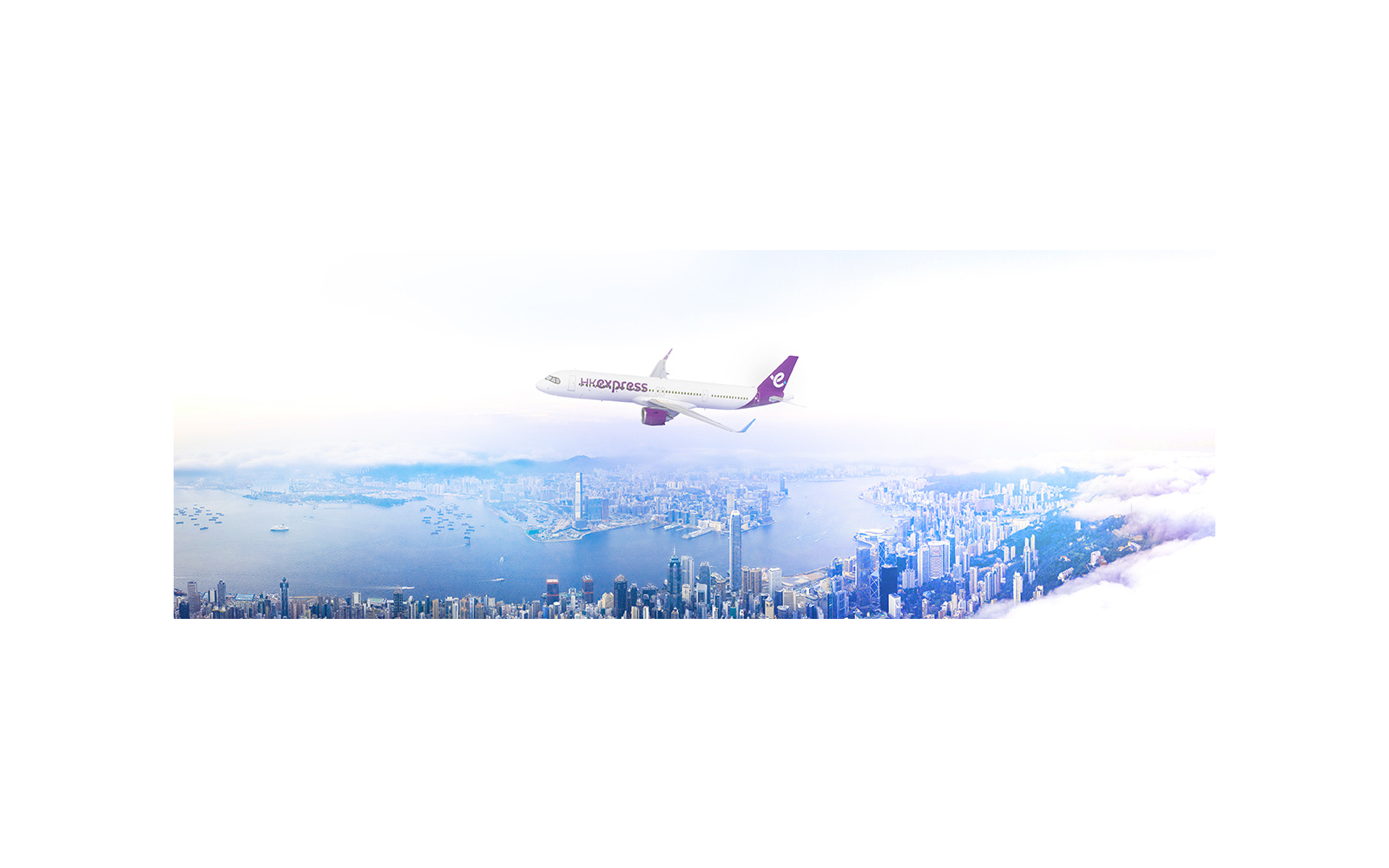HK Express aircraft above Hong Kong