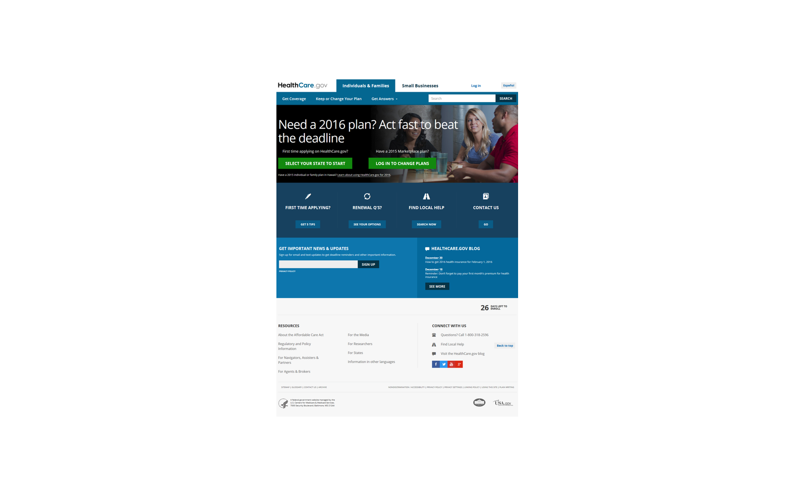 Screenshot of HealthCare.gov