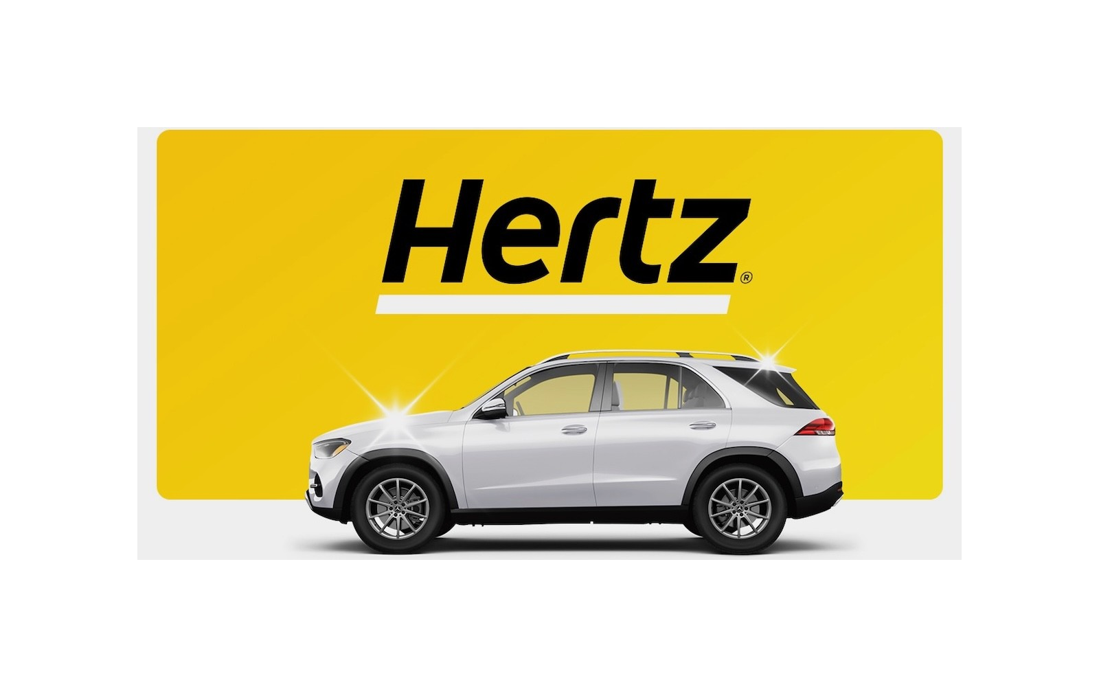 Hertz logo and rental vehicle