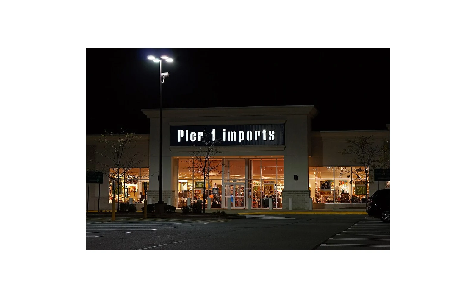 Pier 1 Imports store at night