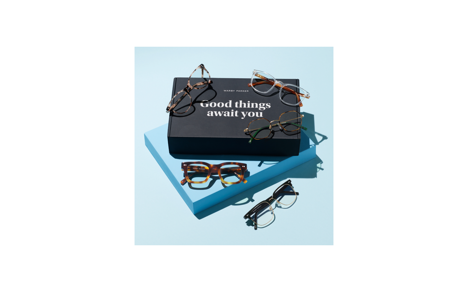 Warby Parker eyeglasses and packaging