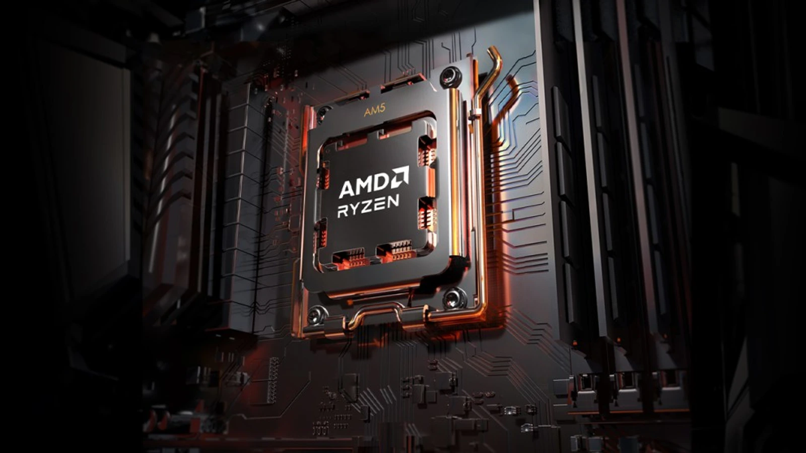AMD Ryzen processor installed on an AM5 motherboard.