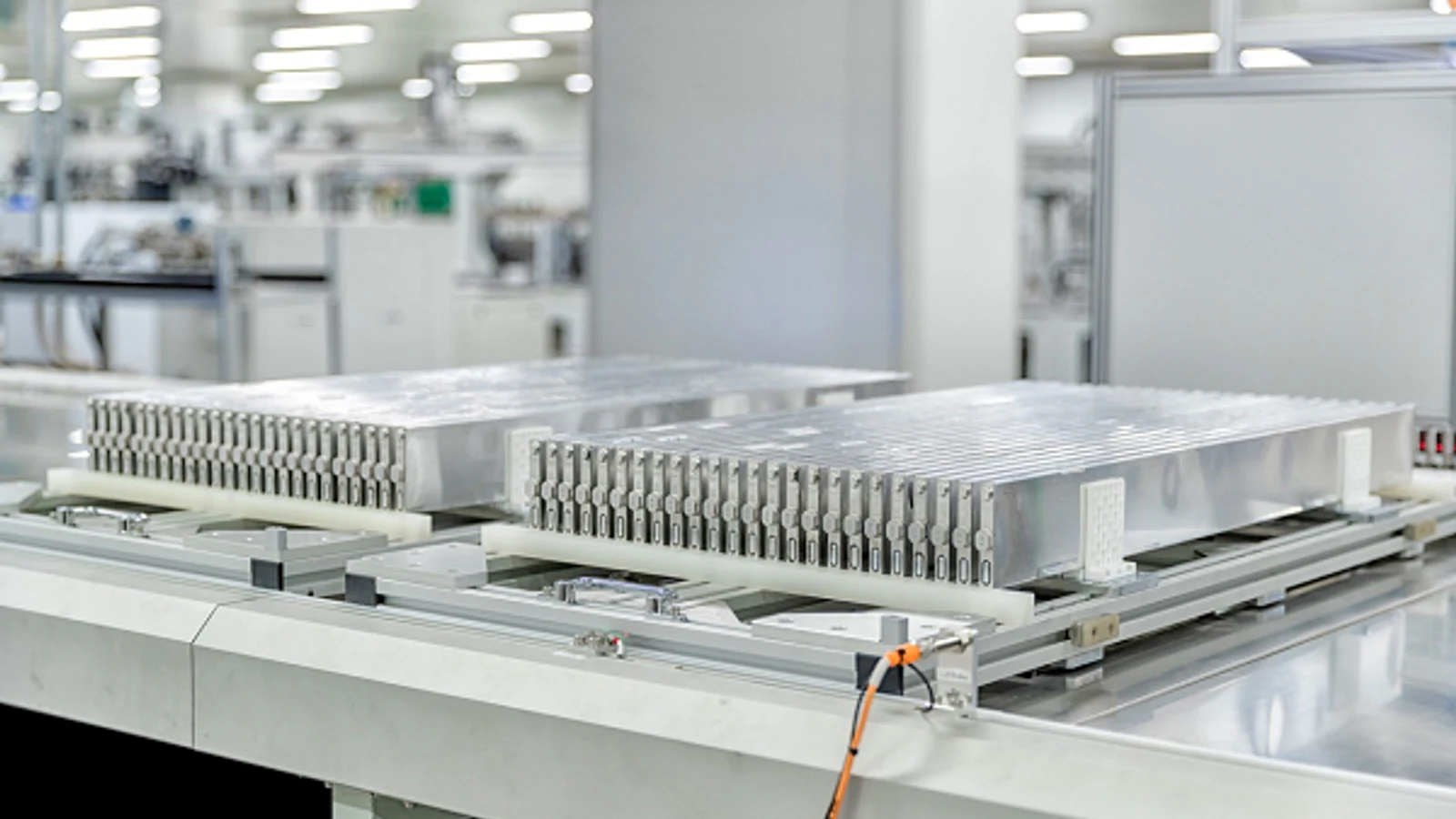 Detailed BYD Blade Battery cell array opened across a full battery pack.