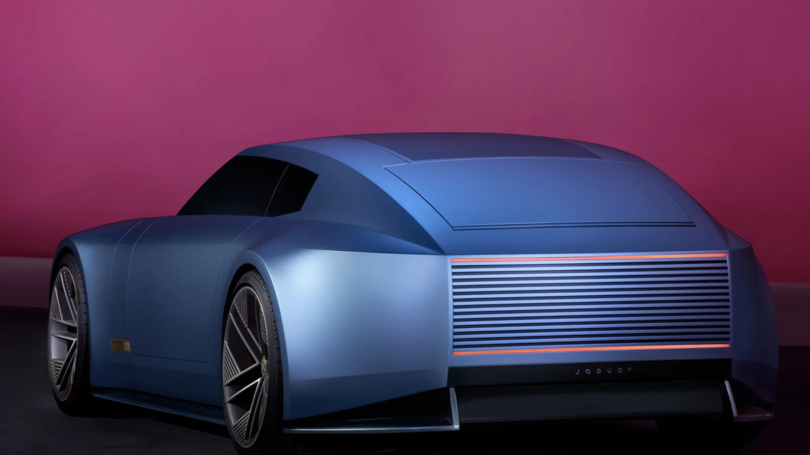 Inception Silver Blue Jaguar Type 00 viewed from the rear.
