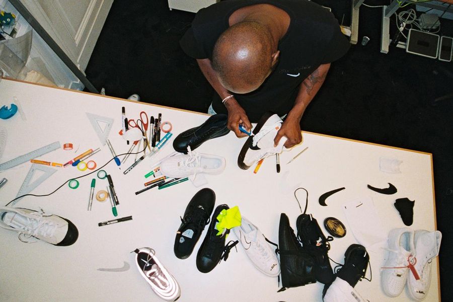 Virgil Abloh in an archival image supplied with Nike’s exhibition announcement.