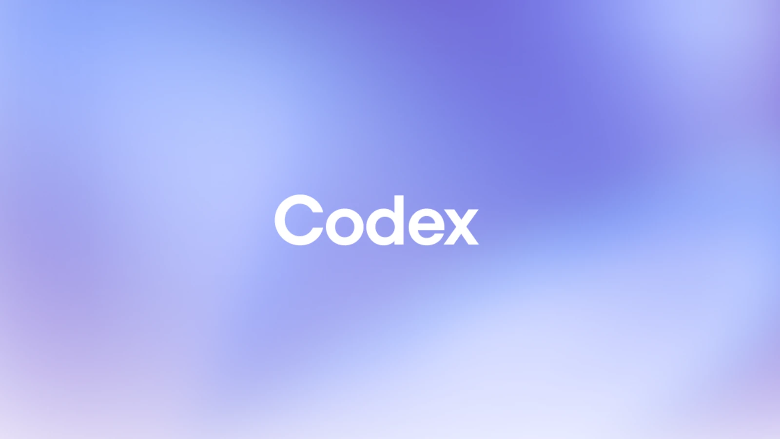 Official OpenAI Codex product wordmark on a blue and violet field.