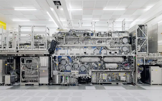 An open, fully assembled ASML TWINSCAN EXE:5000 High-NA EUV lithography system.